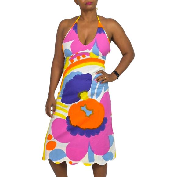 Vintage Marimekko Karuselli Halter Dress Pink Abstract Print Y2K Slip Shift 8 - Picture 16 of 16